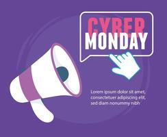 cyber monday, megaphone click message marketing vector