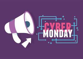 cyber monday, megaphone advertising click arrow vector