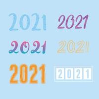 set icons different font of numbers 2021 vector