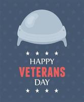 feliz día de los veteranos, casco de protección uniforme, soldado de las fuerzas armadas militares estadounidenses vector