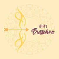 happy dussehra festival of india gold bow and arrow mandala background vector