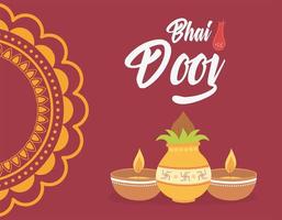 happy bhai dooj, indian family celebration festival culture vector