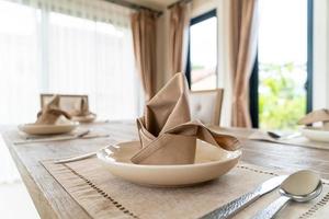 Napkins on the dining table photo