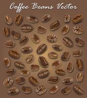 Set of roasted coffee beans elements vector and shadow on brown gradient background.