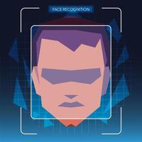 face recognition technology, man with face identification vector