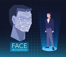 recognition of the man face, digital face identification vector