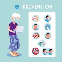 infographic with preventions steps to protection of coronavirus vector