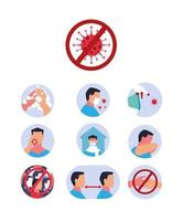 set of icons how the coronavirus is transmitted vector
