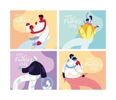 set of cards of the happy fathers day vector