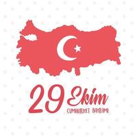 29 ekim cumhuriyet bayrami kutlu olsun, día de la república de turquía, mapa del país color bandera patriotismo vector