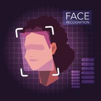 tecnología de reconocimiento facial, verificación de identidad de rostro de mujer vector