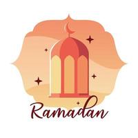 illuminated lamp with label ramadan vector