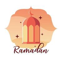 lámpara iluminada con etiqueta ramadan vector