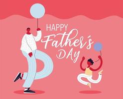 man and son, card of the happy father day vector