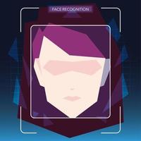 face recognition technology, woman with face identification vector