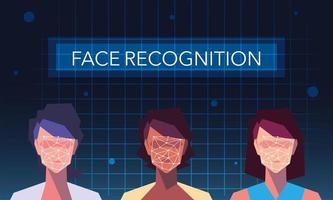 facial recognition technology, women face identity verification vector