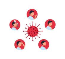 set of icons with symptoms of coronavirus vector