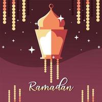 lámpara iluminada con etiqueta ramadan vector