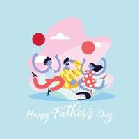man and children, card of the father day vector