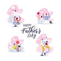 set of cards of the happy fathers day vector