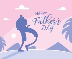 man and son, card of the happy father day vector