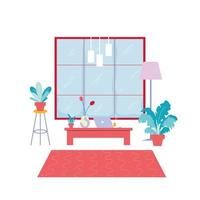 room interior with office furniture, work at home vector
