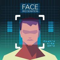 tecnología de reconocimiento facial, verificación de identidad de rostro de hombre vector