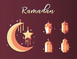 lámpara iluminada con etiqueta ramadan vector