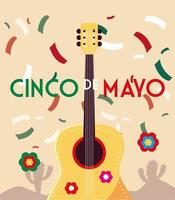 holiday cinco de mayo with guitar vector