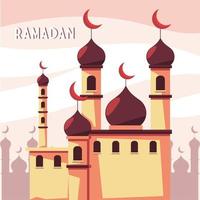 mosque building with label ramadan vector