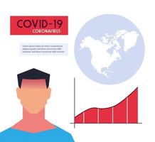 infografía del planeta mundial con la propagación del covid 19 por países vector