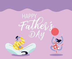 man and daughter, card of the happy father day vector