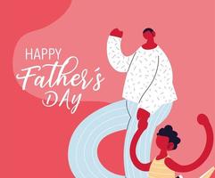 man and son, card of the happy father day vector