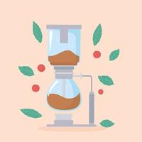 métodos de preparación de café, sifón detallado con estilo moderno vector