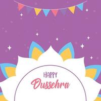 happy dussehra festival of india mandala flower and pennants card vector