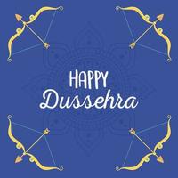 happy dussehra festival of india gold arrows and bows with crystals vector