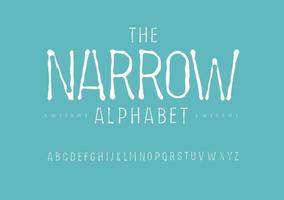 Thin Narrow alphabet. chalk or coal drawing font, Imprint type for vintage logo, headline, monogram, typewriter lettering and typography. Minimal slim letters, vector typographic design