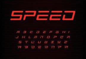 Speed letters set. Red auto vector alphabet. Automotive headline font. Dynamic style ABC, sport power monogram and poster template. Typography design