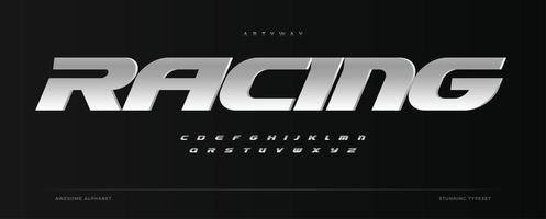 Racing alphabet. Speed sport font, automotive type for modern dynamic logo, headline, auto car branding and merchandise, typography and packaging. Wide bold italic letters, vector typographic design