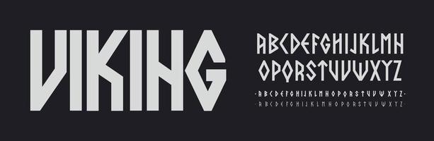 Scandinavian font, Nordic runes style Letters. Viking ethnic letters. Thin, regular and bold font set, vector modern typography design