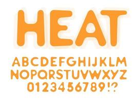 Heat molten letters and numbers set. Melted from hot sun. Rounded funny font for events, promotions, logos, banner, candy monogram and poster. Vector typography design.