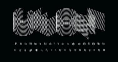 3D futurism alphabet. Thin line geometric font, minimalist type for modern futuristic logo, headline, monogram, creative lettering and maxi typography. Minimal web letters, vector typographic design
