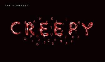 Creepy style alphabet, witch's potion font, lightning type for halloween poster, banner, logo and green lettering. Spooky and magical style letters, vector typography design