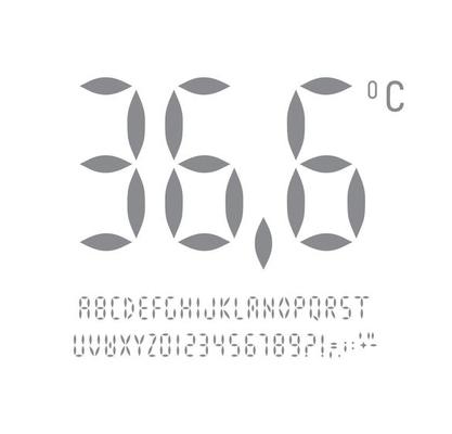 Letters, numbers and signs set for digital scoreboard. Dashes stripes, segments style of alphabet. Font for led display, scoreboard, electronic device screen, digit board. Vector typography design.