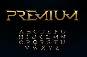 Premium alphabet, royal style golden font, modern type for elite logo, headline, monogram, creative lettering and beautiful typography. Minimal style serif letters, vector typographic design.