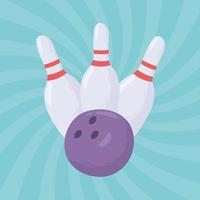 bola de bolos y equipo de pin juego de deporte recreativo diseño plano vector