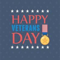 happy veterans day, US military armed forces soldier, inscription medal flag emblem vector