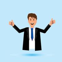 Businessman with thumbs up illustration flat vector