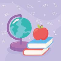 school supplies apple books globe map cartoon vector