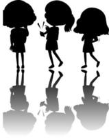 Set of kids silhouette with reflex vector